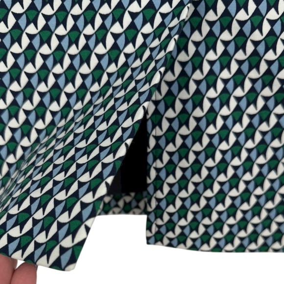 Boden Women's Richmond Pencil Skirt Green Blue Geometric Print Size 8‎ Preppy - Picture 10 of 12